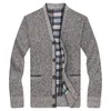 Pulls pour hommes Automne Hiver Pull pour hommes Manteau Fausse Fourrure Laine Vestes Hommes À Manches Longues Mâle Causal Plus V-Cou Vêtements Pour