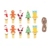 Décorations de Noël 10pcs Clip en bois Noël 2022 Année Décoration de fête Po Garland Fournitures Snowman Santa Noel Tree Hang Decor