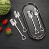 304 stainless steel spoon creative cute flat pointed shovel eat dessert cake ice cream watermelon tool LK354