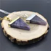 Colares pendentes My0947 Triângulo Amethysts Point Purple Crystal Gems Stone Gold ou Silver Electroplated Colllace Kolye