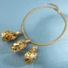 Brincos de colar Conjunto de dubai dourado para mulheres Presentes de casamento de noiva africanos Conjuntos de jóias