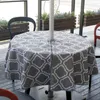 Table Cloth 59 Inch Outdoor Tablecloth Waterproof Spillproof Cover With Zipper Umbrella Hole For Patio Garden Tabletop Decor