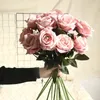 Dekorativa blommor 5st konstgjorda siden Rose Long Branch Bouquet For Wedding Home Decoration Festival Party Fake Plants Diy Wreath Supplies