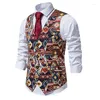 Herrv￤star 2022 Designer Mens Classic V Neck Paisley Jacquard Folral Silk Waistcoat Suit Vest Pocket Men Marriage Gilet Homme