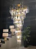 Chandeliers Crystal Stair Ceiling Chandelier For Duplex Villa Staircase El Aluminum Body Color Hanging Light Lighting