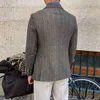 Abiti da uomo Blazer a righe a spina di pesce Cappotto da uomo casual Slim manica lunga Abito da uomo Abito da ballo Blazer Chaquetas Hombre De Vestir