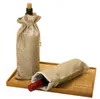 Gift Wrap Burlap Wine Bottle Bags Champagne Wine-Bottle Cover Present Pouch Packaging Bag Wedding Party Festival Juledekor Props 15x35cm SN54