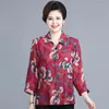 Women's Blouses 2022 Middle-aged And Elderly Women's Shirts Printing Spring Autumn Shirt Blouse Women Basic Section Grandmother Tops