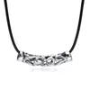 Chains Vintage Silver Color Minimalist Hollow Bar Pendant Black Rope Chain Stainless Steel Necklace Fashion Party Jewerly Gift