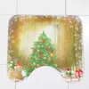 Toilet Seat Covers Christams Bathroom Rugs And Mats Sets Xmas Tree Lid Cover Anti- Bath Mat Holiday Rug Christmas Decoration