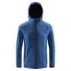 Outdoor Jackets Zipper Mountaineering Softshell HIking Hooded Men Riding Waterproof Cycle Clothing Bike Long Sleeve Wind Coat