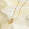 Kolye Kolyeler Zarif Kadın Düğün Mücevher Paslanmaz Çelik Altın Büyük Tek Parlak Kristal Kalp Nişanı Kadınlar için