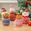 Christmas Decorations Gift Bag Flannelette Candy And Knitted Apple Eith Santa Claus Snowman Elk Bear Pattern