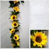 Fleurs décoratives 1 pièce 225cm fausse couronne de tournesol jaune vignes florales ornement d'arc de mariage en soie décor à la maison Pots de fleurs