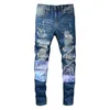 Trend Farbdruck Patchwork Jean für Männer Jugend Hip Hop Stil elegante Pantalon Streetwear Jeans