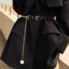 Belts Luxury Gold Chain Belt Metal PU Leather Waist For Women High Quality Stretch Ladies Coat Waistband S3182