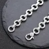 Link Chain Bracelets Solid 925 Sterling Silver Scroll Dots Textured Lobster Clasps Antique Vintage Punk Handmade Fashion Luxury Jewelry Accessories Gifts