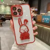 クイックサンドウサギ電話ケースレンズアンチドロップ保護ケース電気めっき色透明なTPUカバーiPhone14plus 12 13 11 Pro Max Ultraのアップルバックカバー