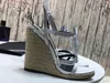Realfine888 Sandals 5A Y5699260 11.5cm Cassandra Wedge Espadrilles High Heels Sandal Slippers Shoes for Boxサイズ35-43