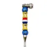 smoke accessory oil burner pipe New METAL PIPE multi - color bead straight rod thin mouth cap bong