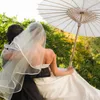 20/30/40/60 cm/84 cm chinois artisanat papier parapluie pour mariage photographie accessoire décor de fête papier blanc Parasol à long manche