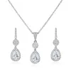 Necklace Earrings Set WEIMANJINGDIAN Arrival Exquisite Large Teardrop Cubic Zirconia CZ Crystal And Earring Bridal Banquet Jewelry