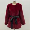 Pelliccia finta da donna 2022 autunno e inverno nuova giacca da donna in pelliccia sintetica versione coreana di coniglio caldo cappotto casual girocollo T221102