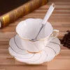 Koppar tefat handmålade guldben återanvändbar espresso europeisk eftermiddag svart te kaffekopp high end tasse café mugg maträtt set porslin