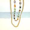 Chains Colorful Crystal Exaggerated Thick Chain Necklace Double Layer Cool Hip Hop Short Clavicle Accessories