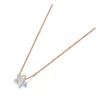 Pendanthalsband Enkel design Rose Gold CZ Crystal Star Charm för kvinnor Trendiga Titanium Steel Office Halsband N20222