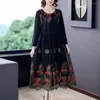 Casual Dresses 2022 Högkvalitativt blommigt nät broderi klänning Spring Vintage Black 5xl Plus Size Elegant Women BodyCon Party