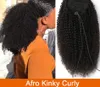 Mogolian Afro Afro Kinky Kıvırcık Çizme At kuyruğu İnsan Saç Uzantıları 4B 4C Remy Long Scety Düz Klip Siyah Kahverengi 140g Afro -Amerikan Tam Uçlar