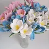 장식용 꽃 DIY 뜨개질 장미 꽃 데이지 가지 손으로 니트 가짜 홈 테이블 창조적 장식