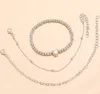 Link Armbänder 6 Teile/satz Vintage Edelstein Armband Set Mode Silber Hohl Kreis Perlen Kette Armreif Kit Schmuck Sets Für Frauen geschenk