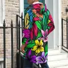 Men's Trench Coats Tropical Thick Warm Casual Color Flower Print Outerwear Winter Jackets Aesthetic Custom Waterproof Windbreakers Plus Size