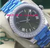 贅沢な時計ローマの大きなダイヤモンドベゼルブラック/ブルー/グリーンダイヤルチェスト41mmオートマチックファッションメンズウォッチ腕時計