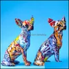Decorative Objects Figurines Creative Color Chihuahua Dog Statue Simple Living Room Ornaments Home Office Resin Scpture Crafts Sto3981021