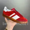 Mens Itália Gazelle Andando Sapatos Casuais Mulheres Camurça Plana Sapato De Couro Listras Bordadas Casais Moda Veludo Treinadores Des Chaussures A1