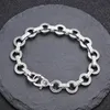 Łańcuch link Bracelets Solid 925 Srebrny Subster Silver Scroll Dots Teksturowane klamry homara zabytkowe vintage punkowe ręcznie robione modne luksusowe akcesoria biżuterii Prezenty