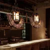 Hanger lampen Amerikaans land touw plafondlamp loft houten restaurant bar solide oude boot kroonluchter café internet