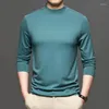 Men's T Shirts MLSHP Mulberry Silk Long Sleeve Men's T-shirts Spring Autumn Half High Collar Solid Color Male Simple Soft Man Tees 3XL