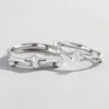 Fedi nuziali moda colore argento apertura coppia regolabile principessa e cavaliere anello di fidanzamento pietra di luna per gioielli da donna