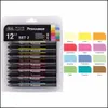 Markery Winsor Newton Promarker Zestaw podwójnej końcówki marker na bazie alkoholu 6 kolorów 12 Projektowanie profesjonalistów dla artystów Y200709 Drop Deli Dh6dz