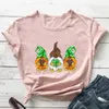 St. Patricks Day Tops Lucky Shamrock Gnomies T-Shirt Renkli Sevimli Gnomes Gömlek