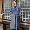 Trench masculino Coats Korea Moda Patchwork Design Men Jackets Windbreaker