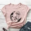 Goblincore Moon Mushroom T-shirt Funny Tops Skeleton On Graphic Shirt Street