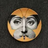 プレートイタリアの女神ゴールデンフェイスセラミックアート装飾ハンギングプレートリビングルームダイニング壁