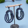 Orecchini pendenti GuaiGuai Gioielli Natural Round Blue Lapislazzuli CZ Pave Post Stud fatti a mano per le donne