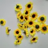 Dekorativa blommor 100st Silk Artificial Flower Daisy Fake REBERSABLE FAUX HEAD LITT SUN THOWER