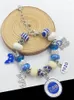 Греческое женское женское клуб ручной работы Blue White Big Hole European Beads буквы ZPB Карта 1920 Шармовые украшения шарм